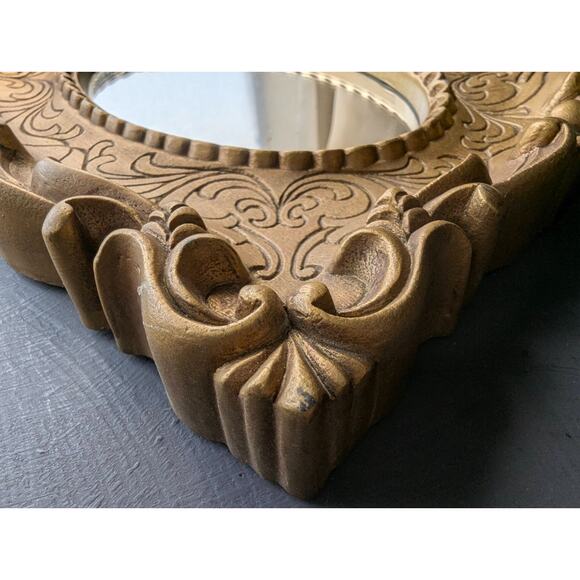 Vintage Ornate Gold Mirror, vertical or horizonal Maximalist Hollywood Regency - Picture 3 of 5